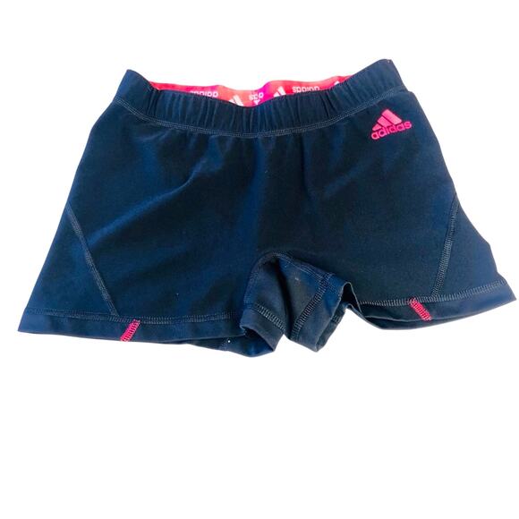 Adidas Black Stripe Activewear Running Shorts Pink Logo and Top Stitching - Picture 6 of 16